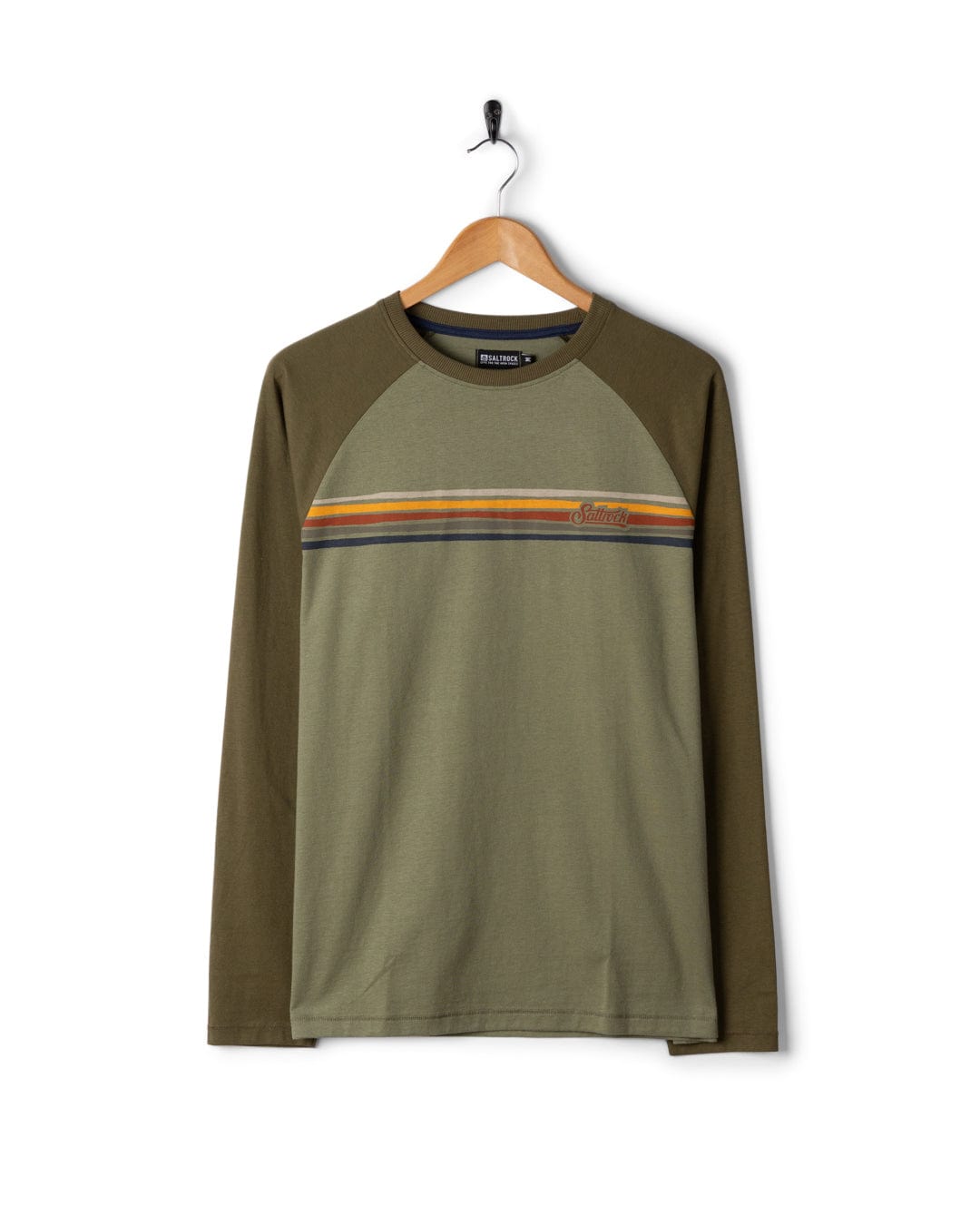 Torn Stripe - Mens Long Sleeve T-Shirt - Green