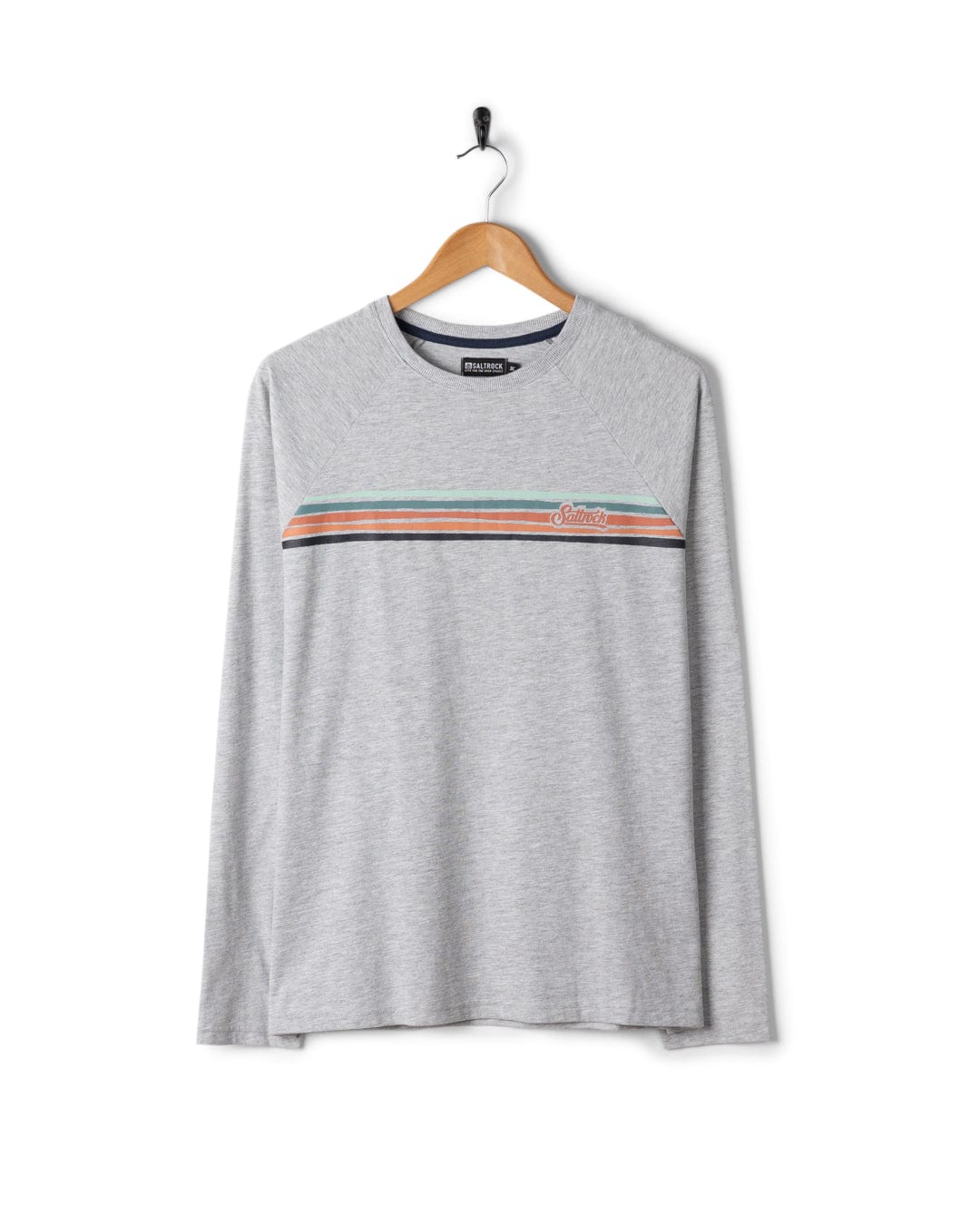 Torn Stripe - Mens Long Sleeve T-Shirt - Grey