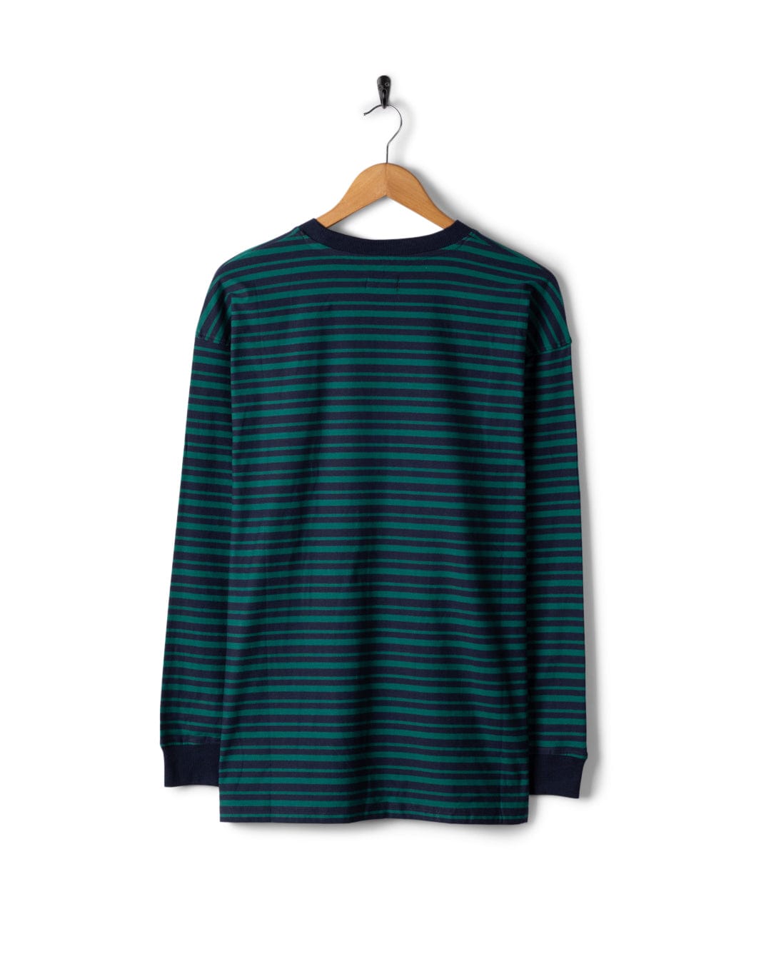 Original SR Badge - Mens Oversized Striped Long Sleeve T-Shirt  - Teal