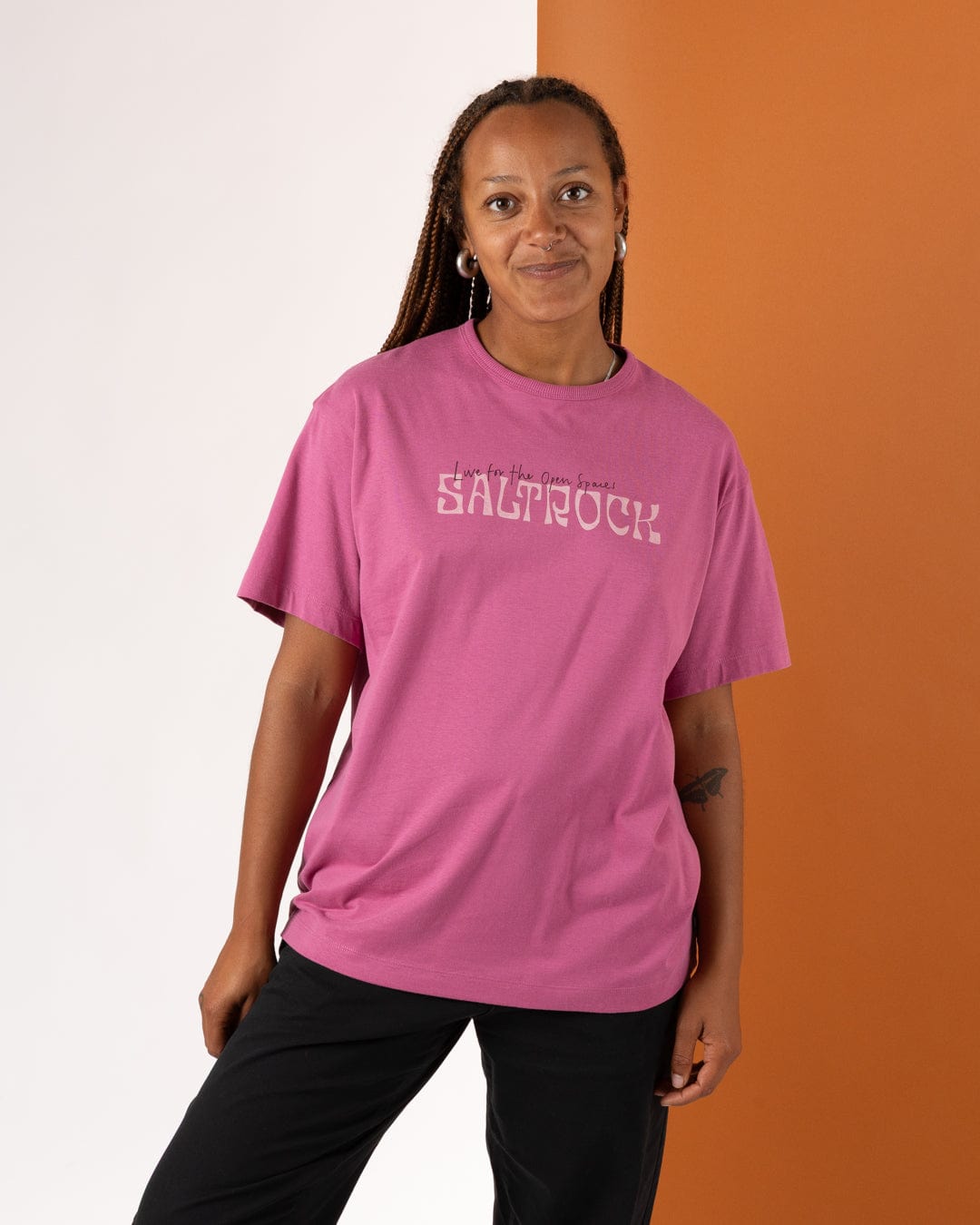 Vista - Womens Oversized Short Sleeve T-Shirt - Dark Pink