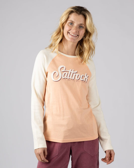 Trader Triple - Womens Long Sleeve Raglan T-Shirt - Pink