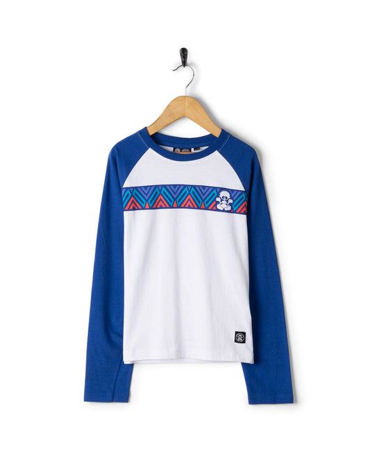 Treehouse Stripe - Kids Long Sleeve Raglan T-Shirt - Blue