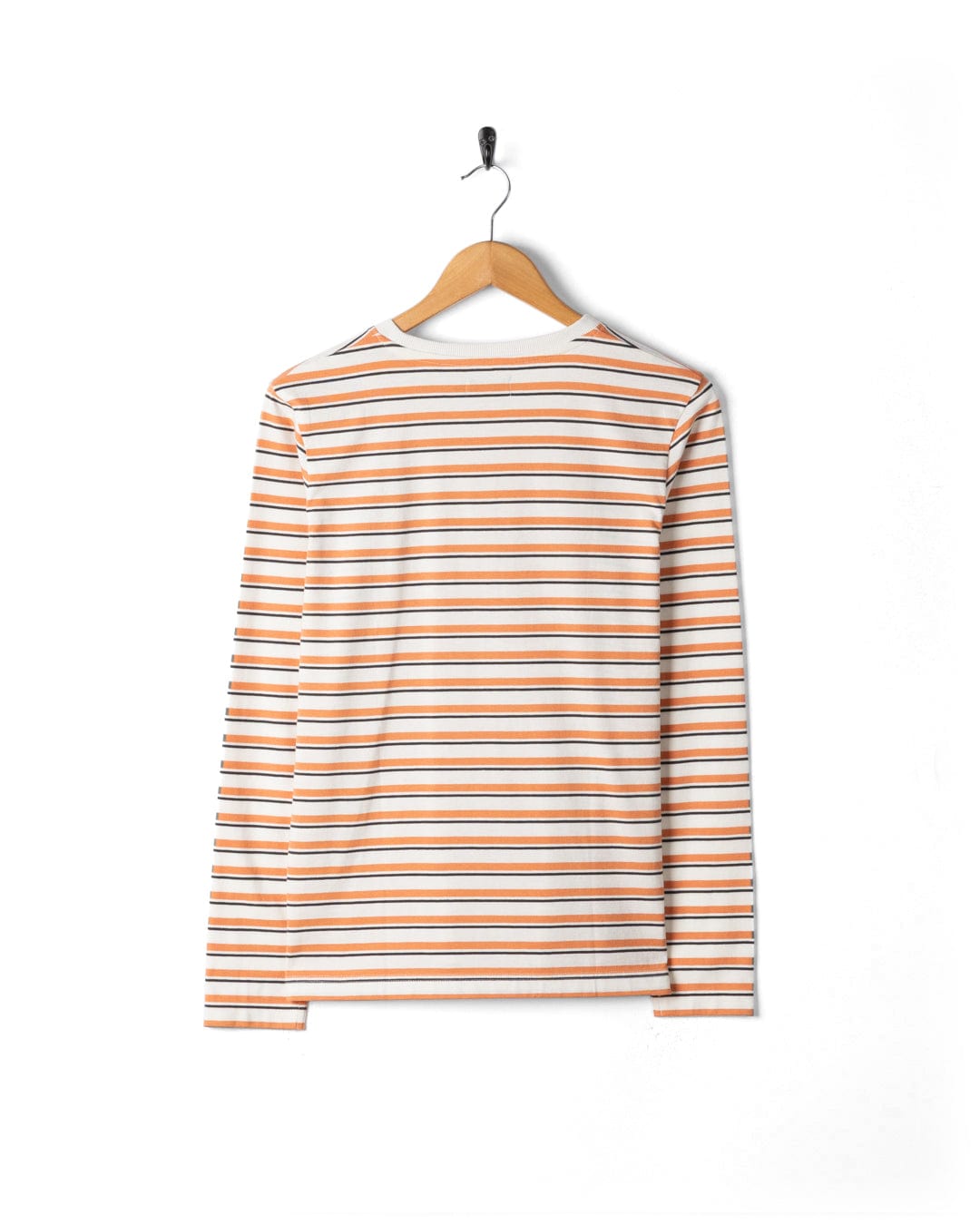 Meghan - Womens Long Sleeve Stripe T-Shirt - Orange/Cream
