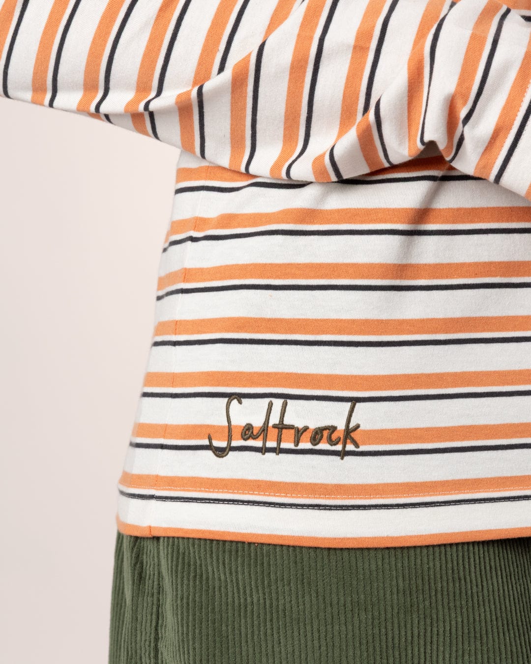Meghan - Womens Long Sleeve Stripe T-Shirt - Orange/Cream