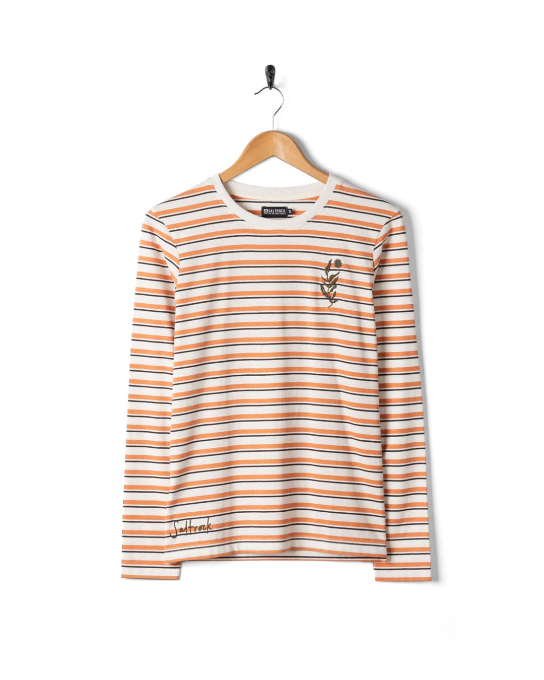 Meghan - Womens Long Sleeve Stripe T-Shirt - Orange/Cream