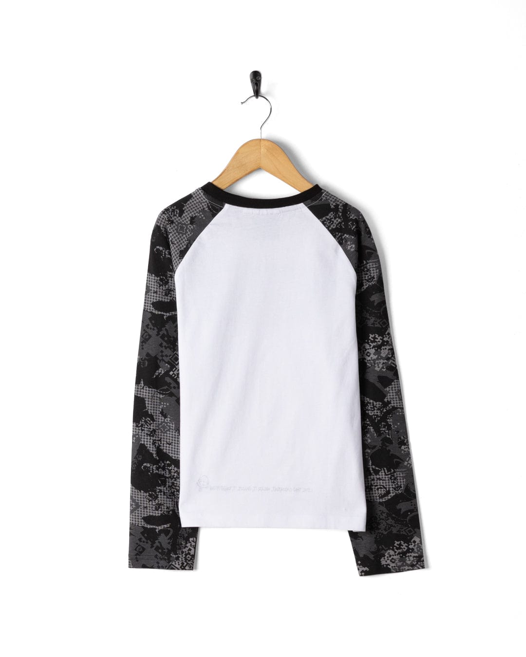 Digi Camo Raglan Kids Long Sleeve T-Shirt in White/Black
