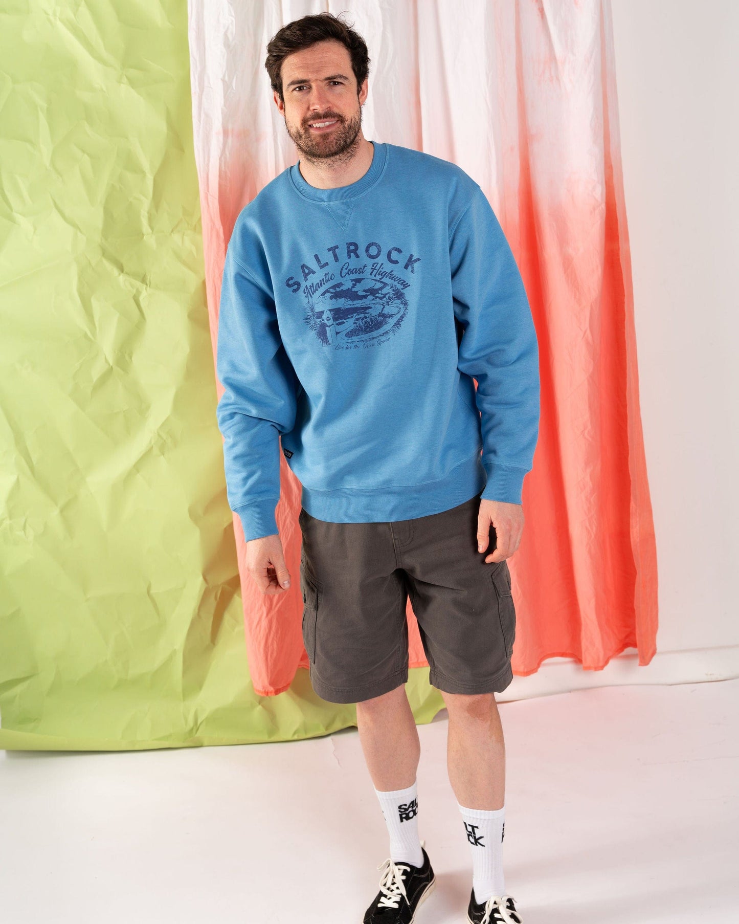 AC Highway - Mens Oversized Sweat Top - Blue