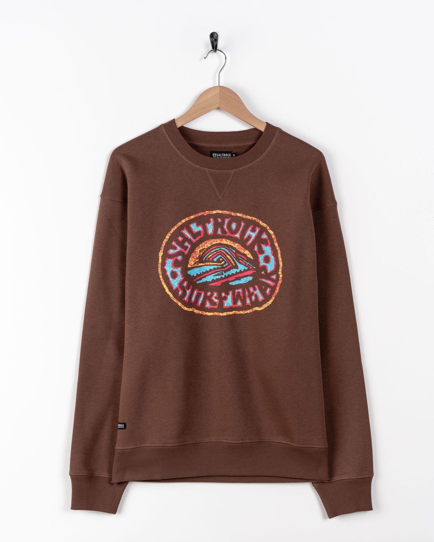 Saltrock Wave - Mens Oversized Sweat - Brown