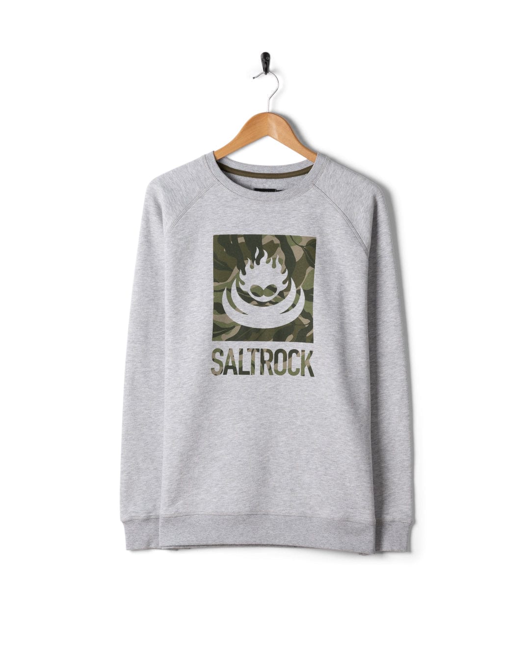 Camo Leaf Flame - Mens Sweat Shirt - Grey