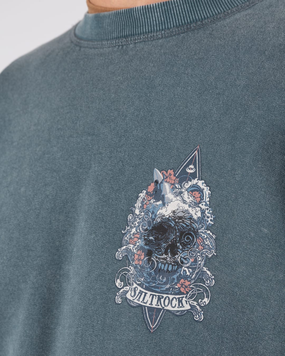 Dark Water Mens Oversized Sweatshirt Top in Blue