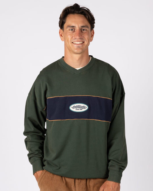Heritage Mens Oval Badge Oversized Sweatshirt In Dark Green
