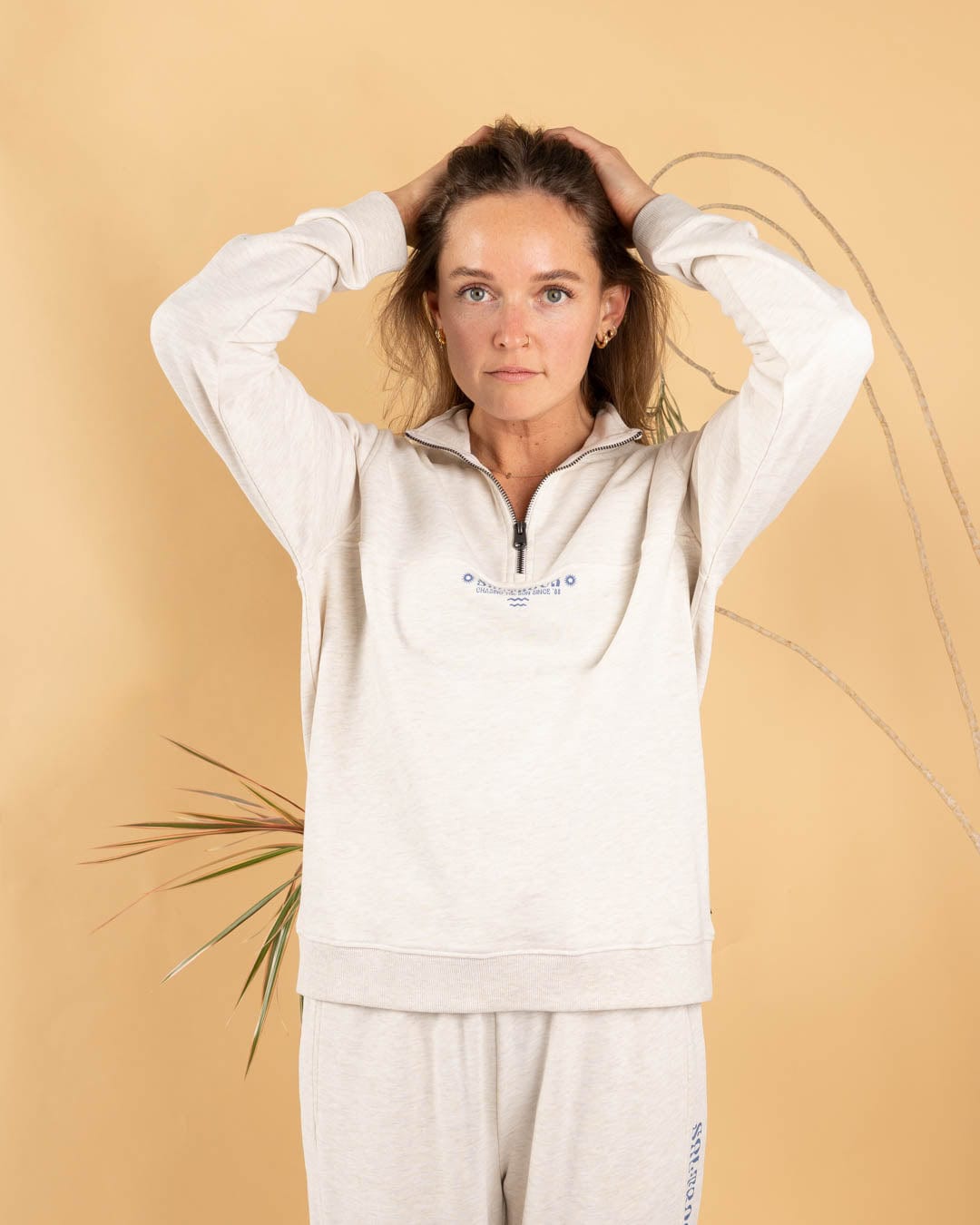 Dawn - Womens 1/4 Neck Sweat Top - Cream