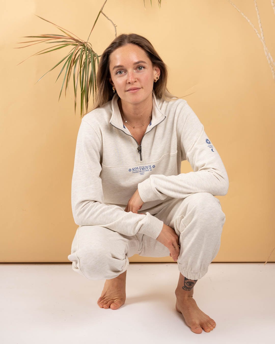 Dawn - Womens 1/4 Neck Sweat Top - Cream