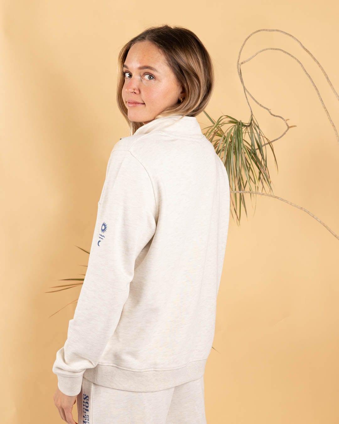 Dawn - Womens 1/4 Neck Sweat Top - Cream
