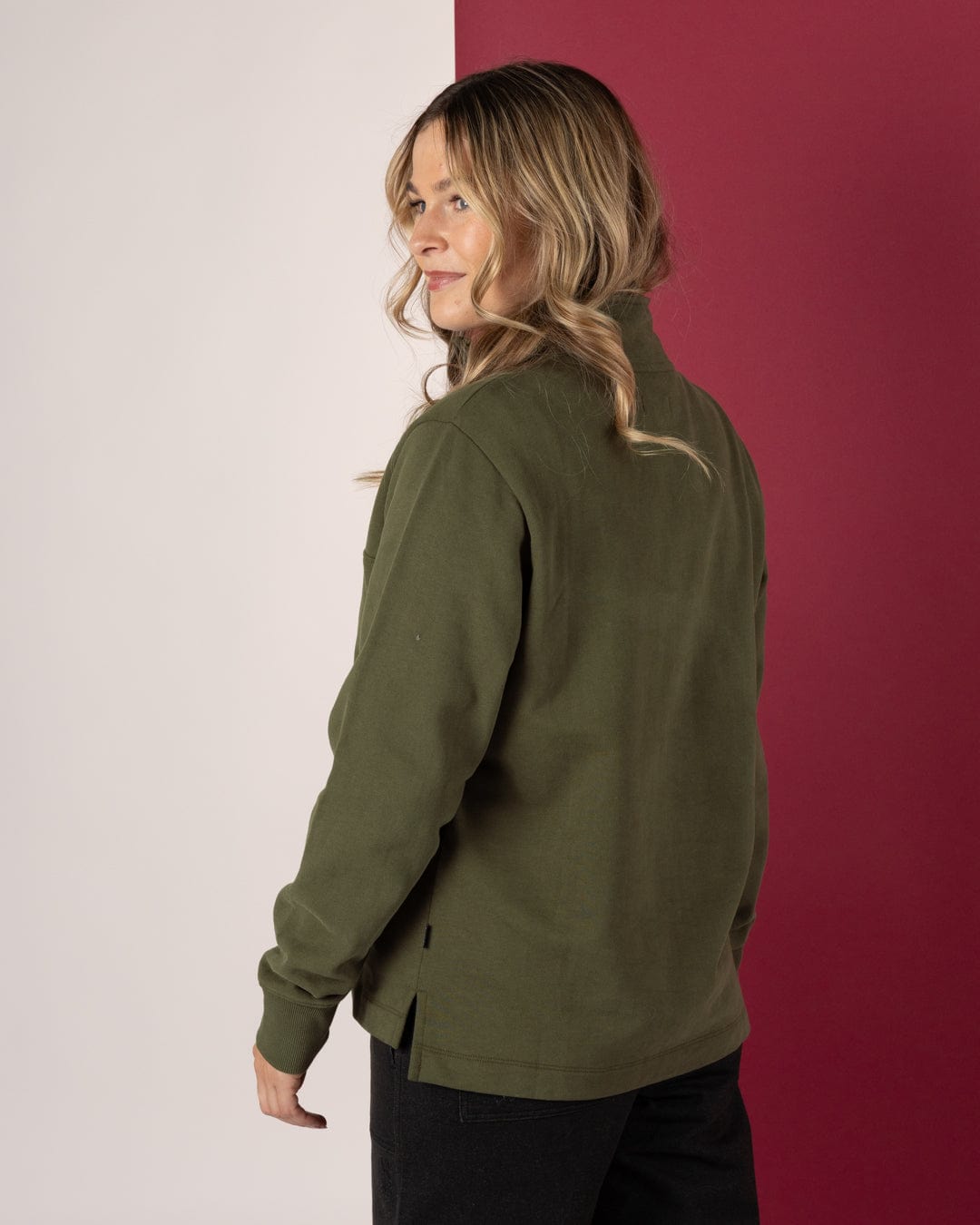 Fay - Womens 1/4 Neck Sweatshirt - Green