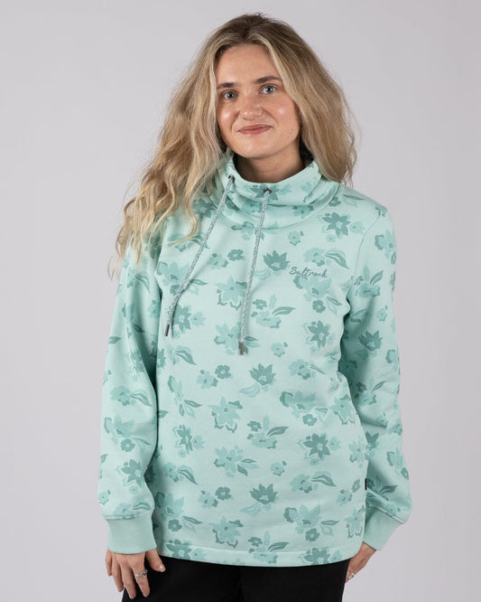 Daze - Womens Funnel Neck Sweatshirt - Light Blue