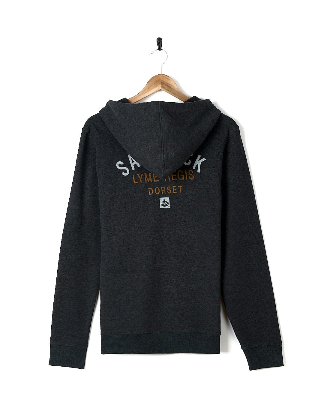 A Location Zip Hoodie - Lyme Regis - Dark Grey by Saltrock with the word sacramento on it.