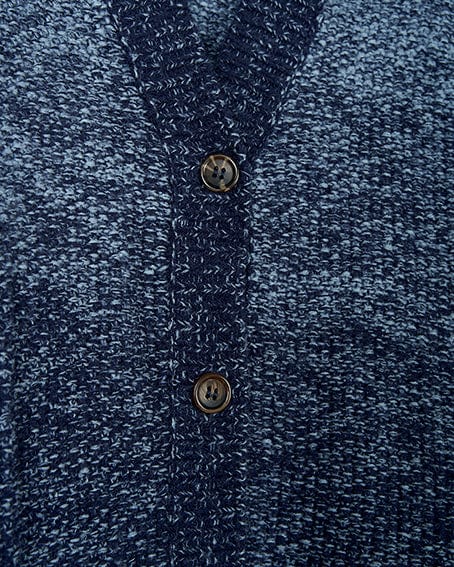 A close up of a Saltrock Lynton - Womens Button Cardigan - Dark Blue.