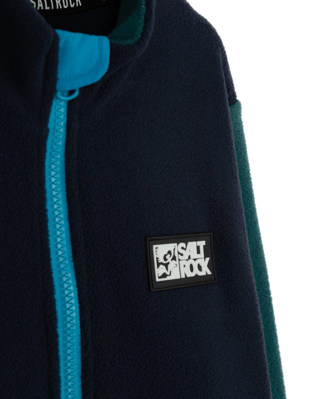 Treehouse Block - Kids 1/4 Neck Fleece - Green/Blue