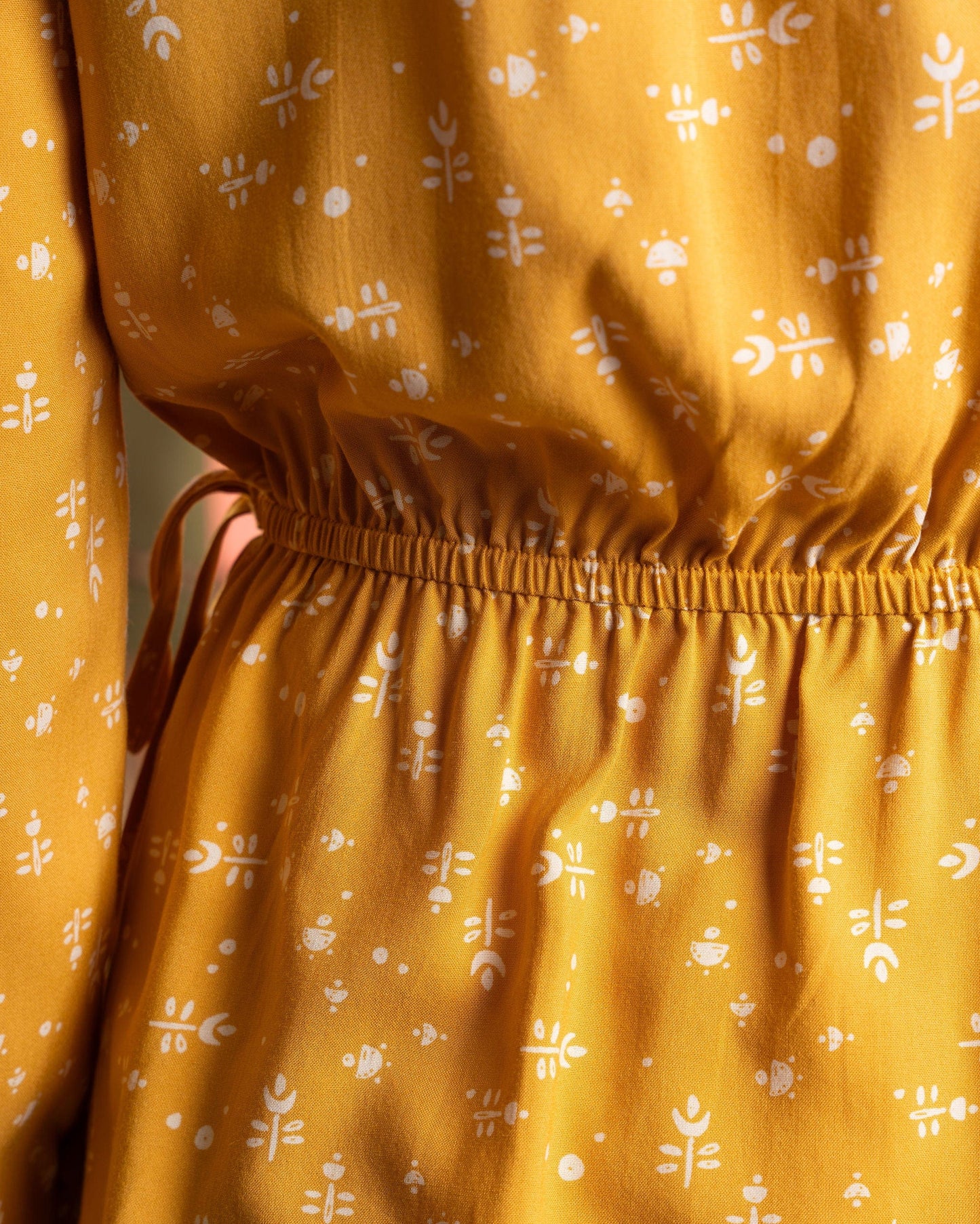 Drew - Womens Ditsy Floral Wrap Blouse - Yellow