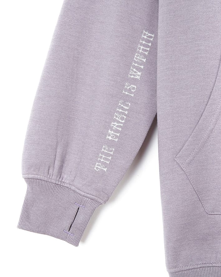 A Saltrock zip hoodie with Magic Within - Womens Zip Hoodie - Lilac written in white on a purple background.