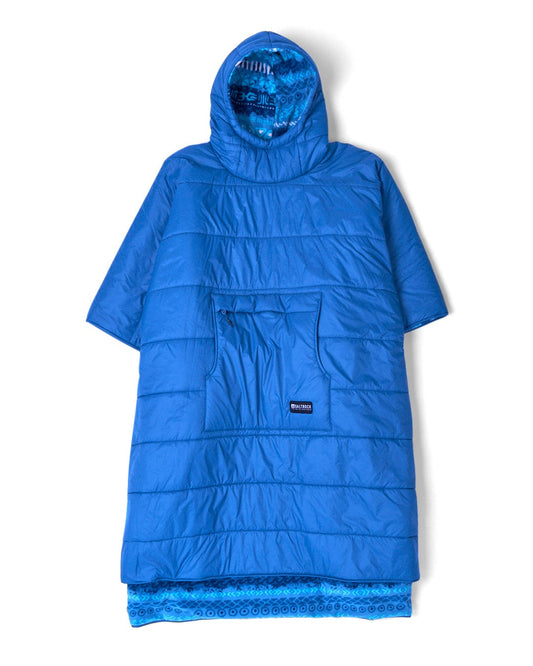 A Saltrock blue puffy coat with a water resistant hood.