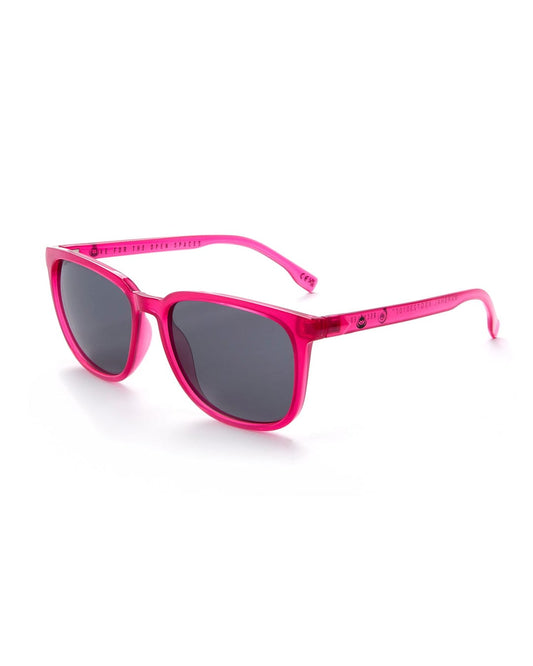 Marshall - Recycled Polarised Sunglasses in Pink by Saltrock on a white background offer UV protection.