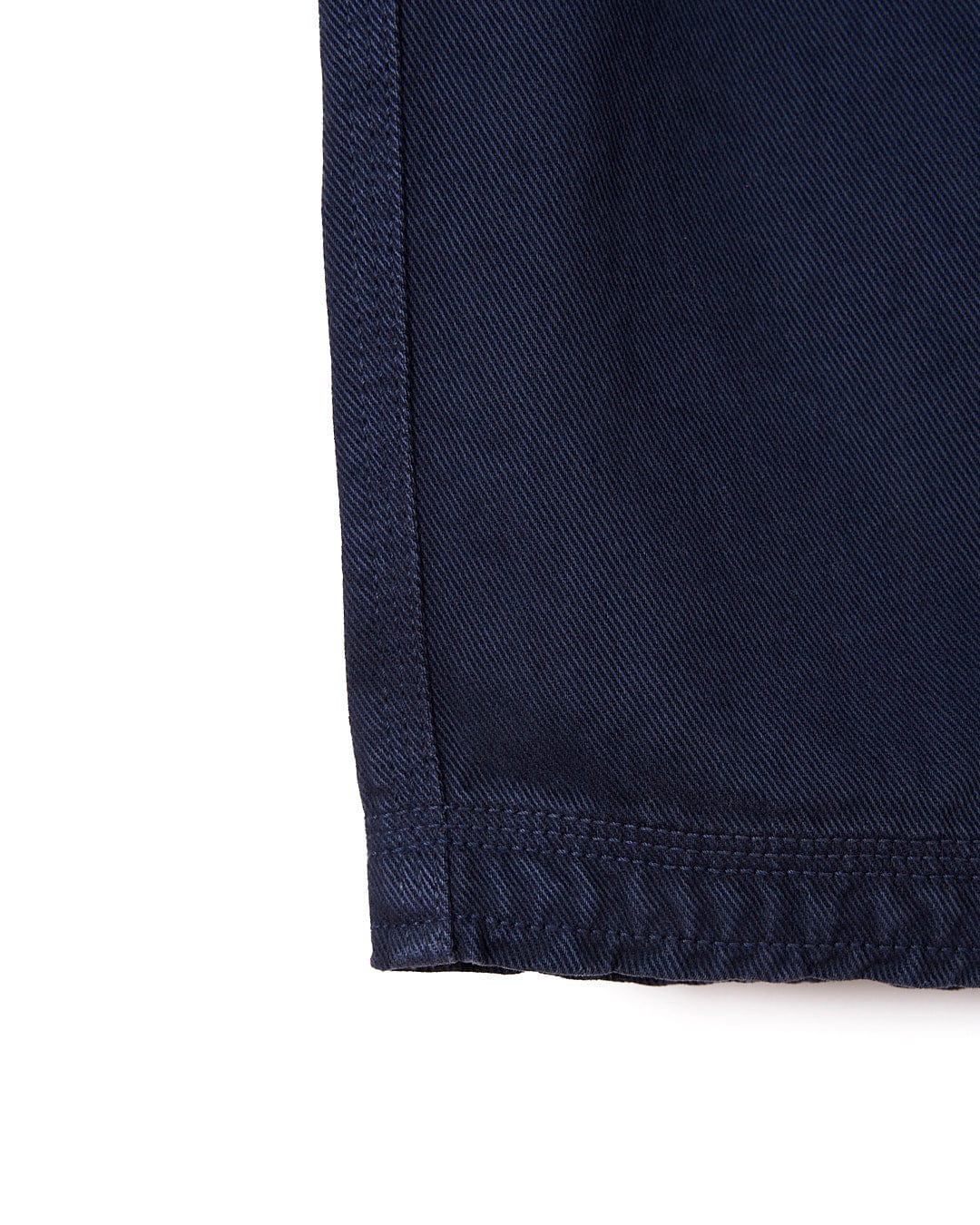 A close up of a Saltrock navy blue cotton Meddon - Mens Twill Trouser - Navy.