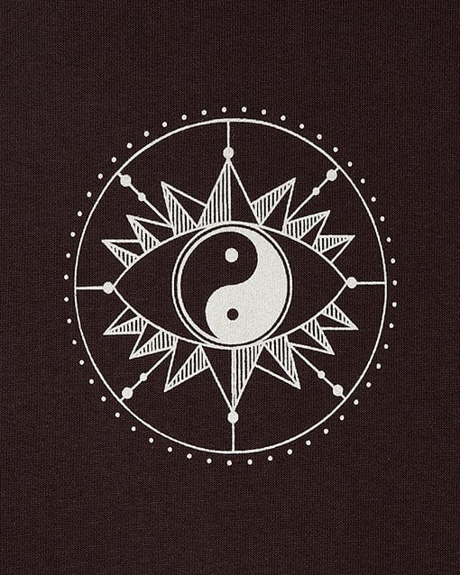 A comfortable Mocha - Womens Pop Hoodie - Brown with a stylish yin eye design by Saltrock.