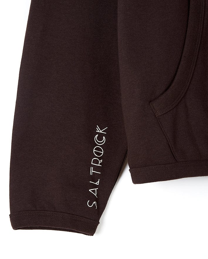 A stylish brown Mocha - Womens Pop Hoodie with the word Saltrock on it.
