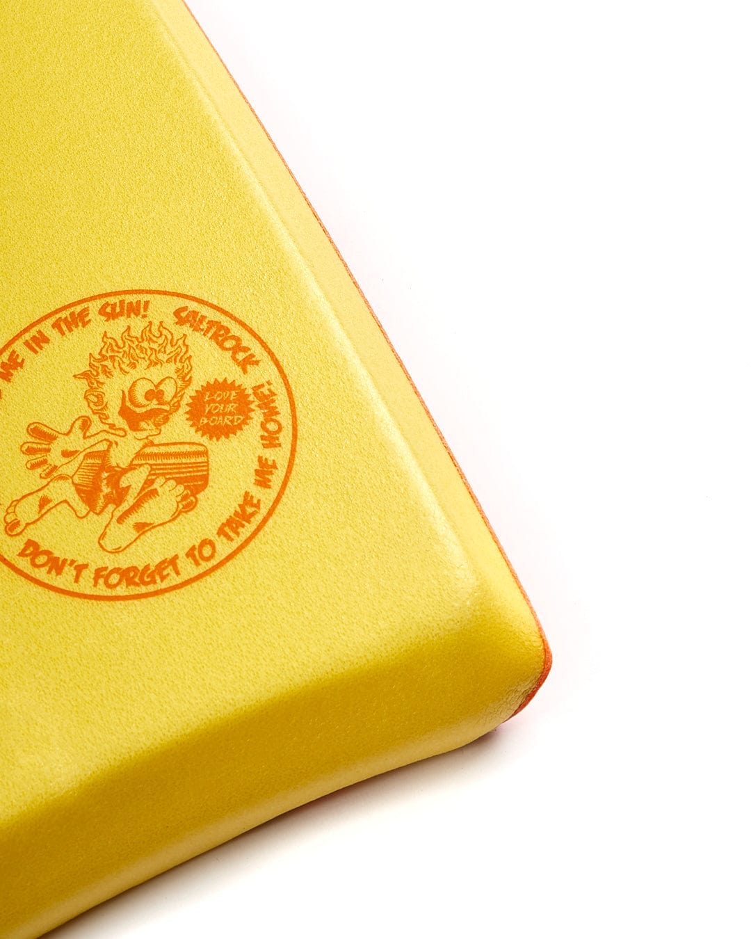 A Monstermash 37" Bodyboard - Yellow/Orange with a Saltrock logo on it.