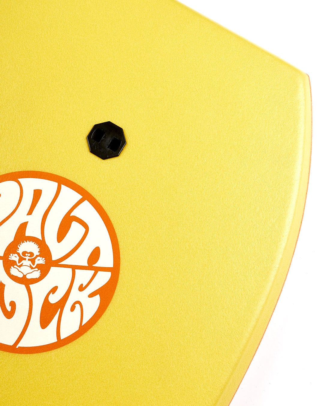 A Monstermash 37" Bodyboard - Yellow/Orange with a Saltrock logo on it.