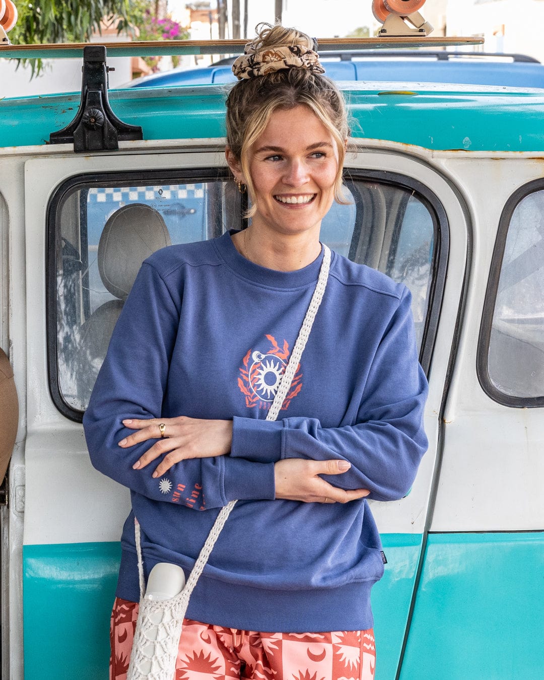 Shine - Womens Embroidered Sweat - Blue