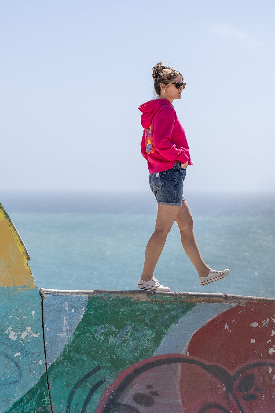 Vacay - Womens Cropped Pop Hoodie - Pink