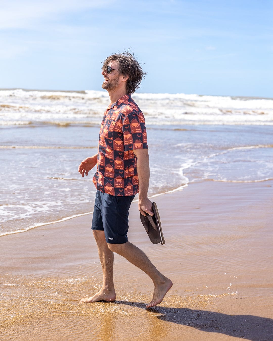 Equinox - Mens Revere Shirt - Grey/Coral