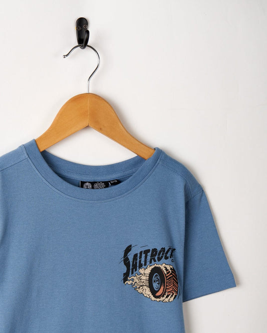 A Saltrock blue cotton t-shirt with the slogan "Surfer" on it.