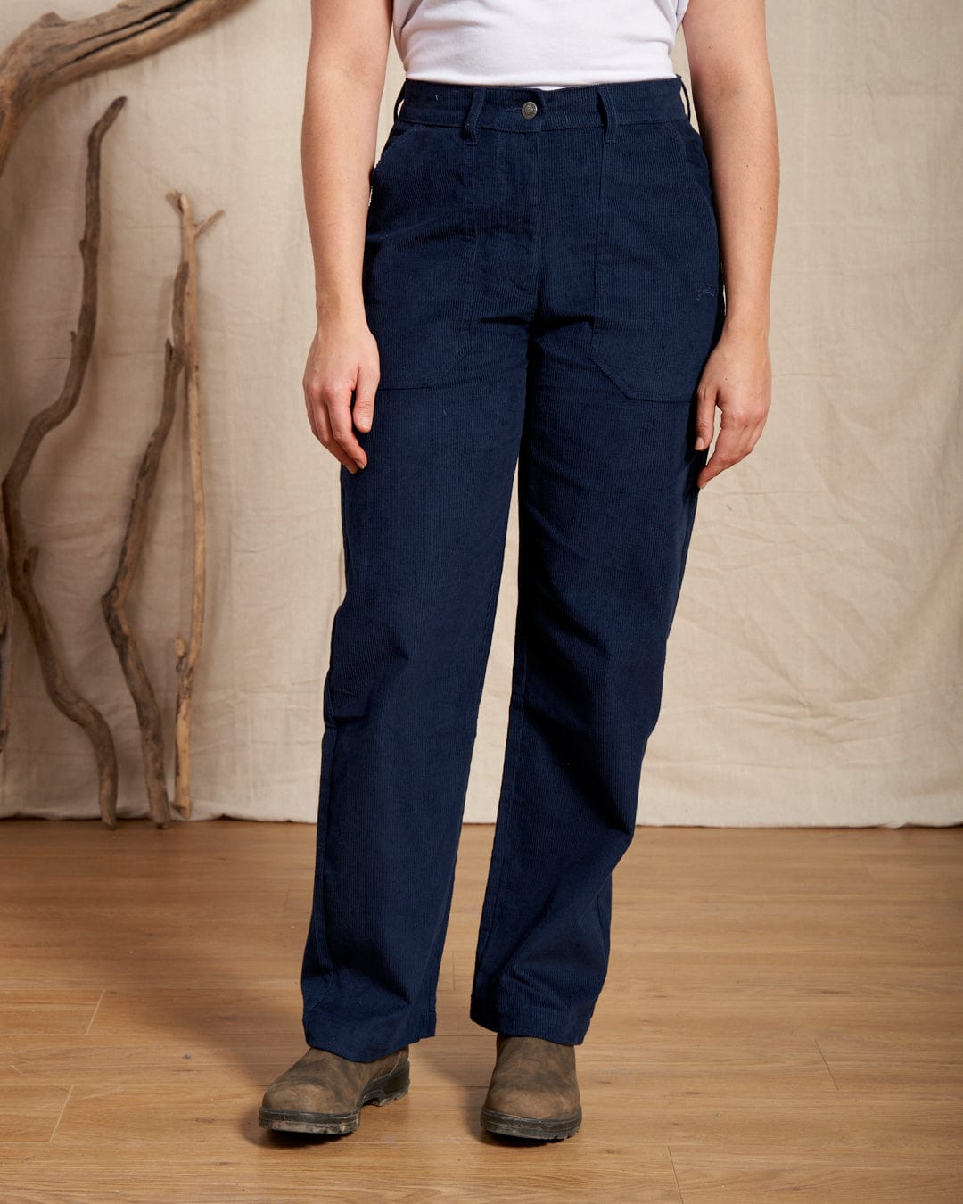 Ogden Cord - Womens Straight Leg Cord Trousers - Blue