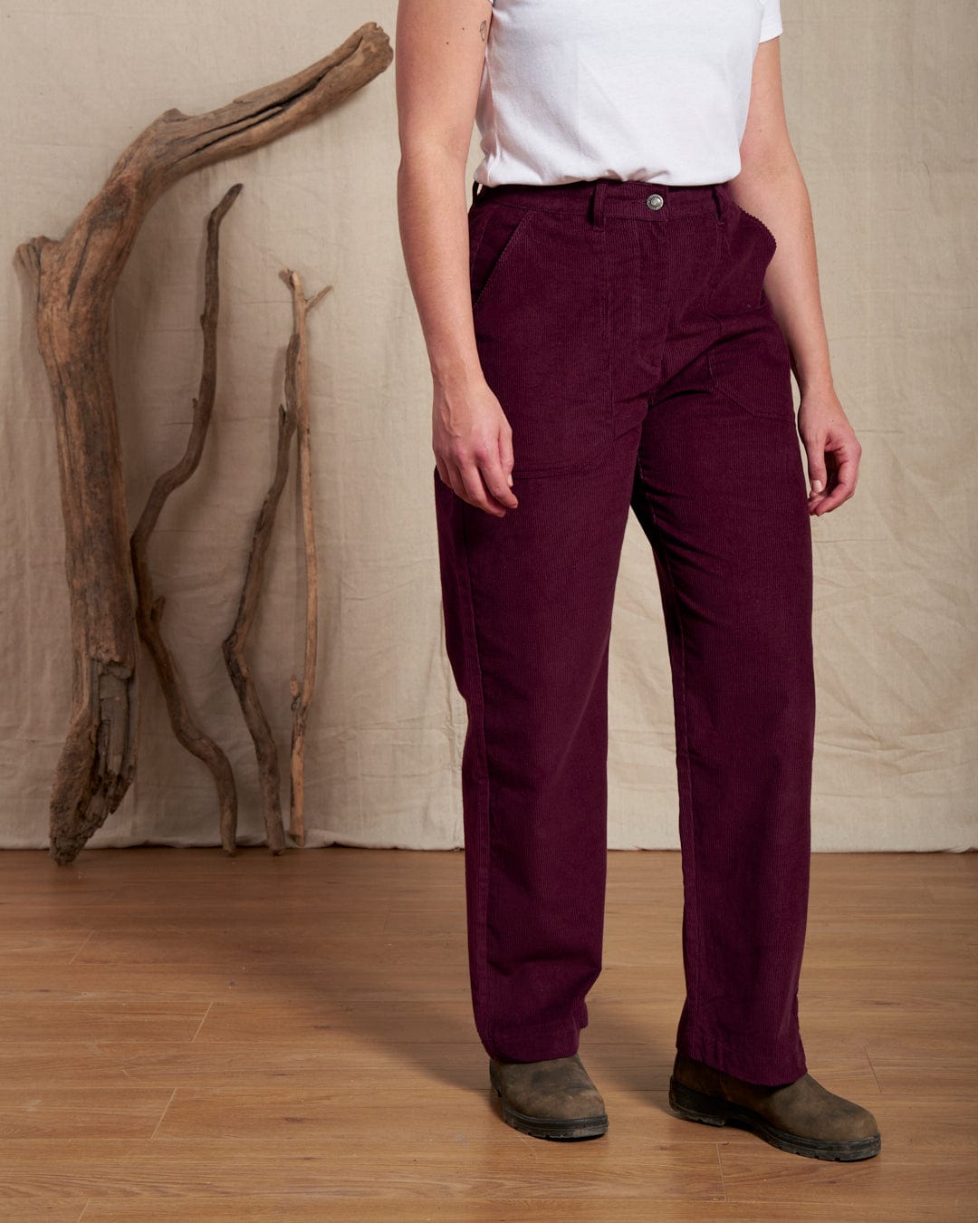 Ogden Cord - Womens Straight Leg Cord Trousers - Burgundy