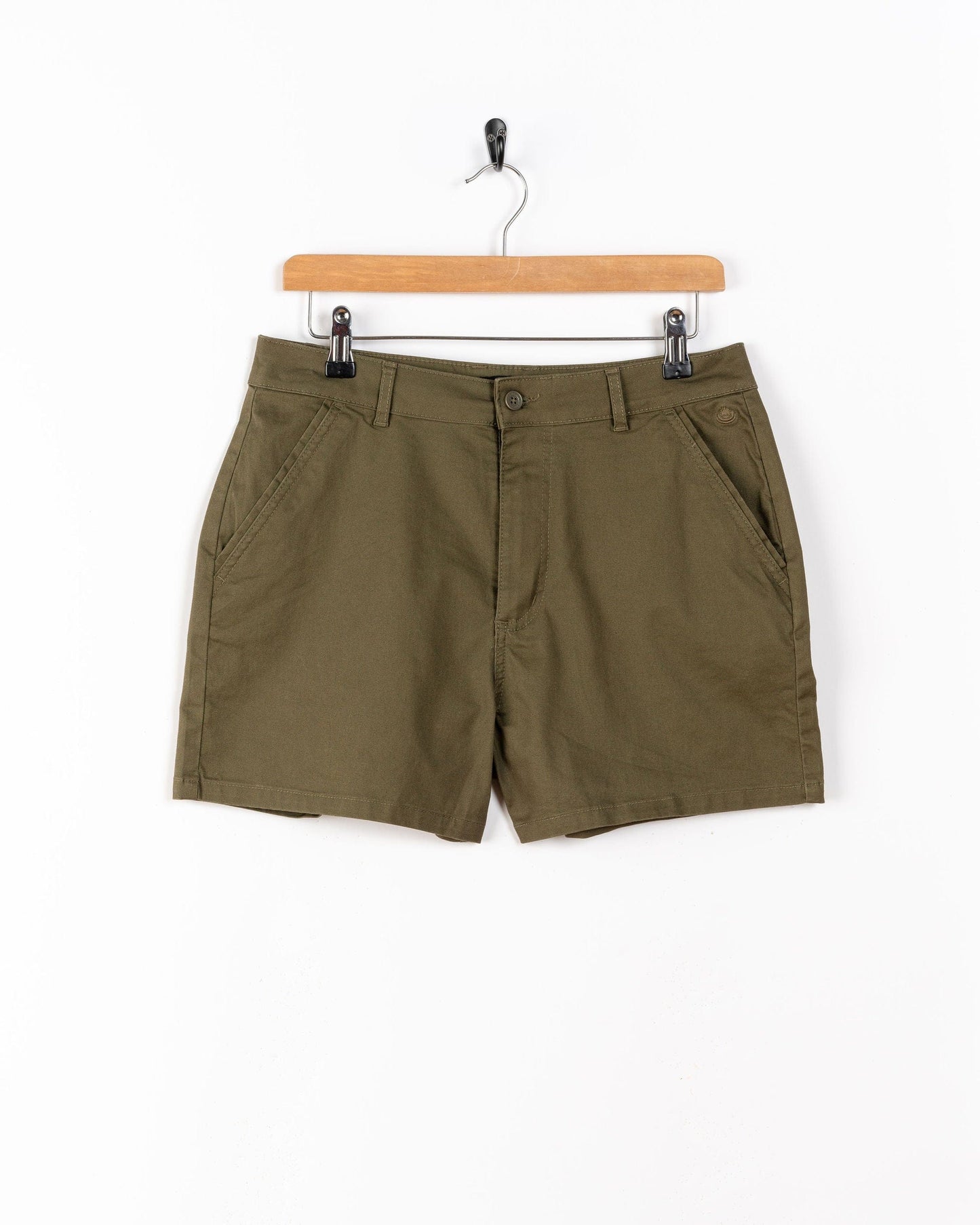Cara - Womens Mid Rise Chino Shorts - Green