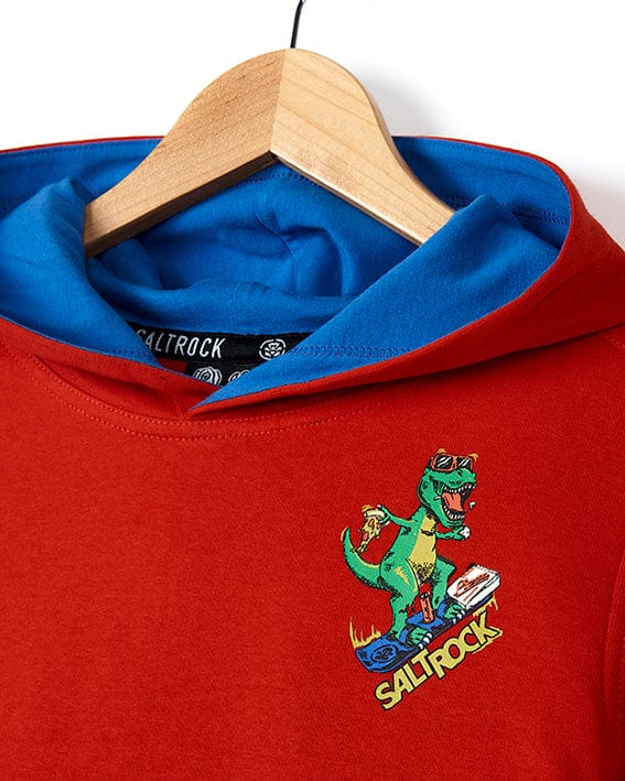 A Saltrock Pizzasaurus Rex - Kids Pop Hoodie - Red.