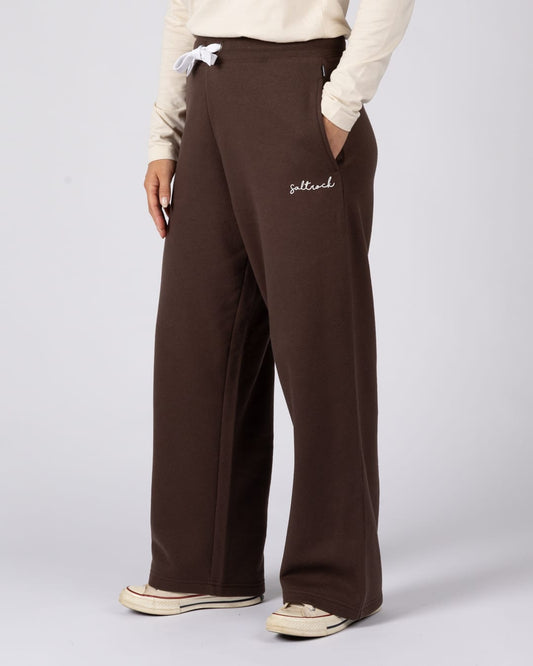 Essential Womens Joggers Wide Leg in Brown