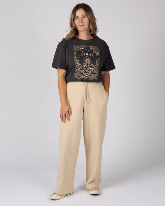 Perfect Set Womens Wide Leg Joggers in Cream