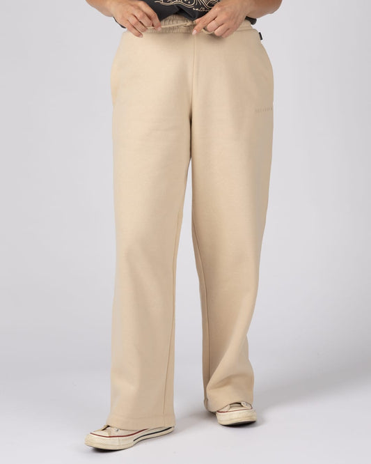 Perfect Set Womens Wide Leg Joggers in Cream