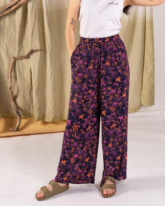 Acapulco Womens Lightweight Wide Leg Trousers in Multi