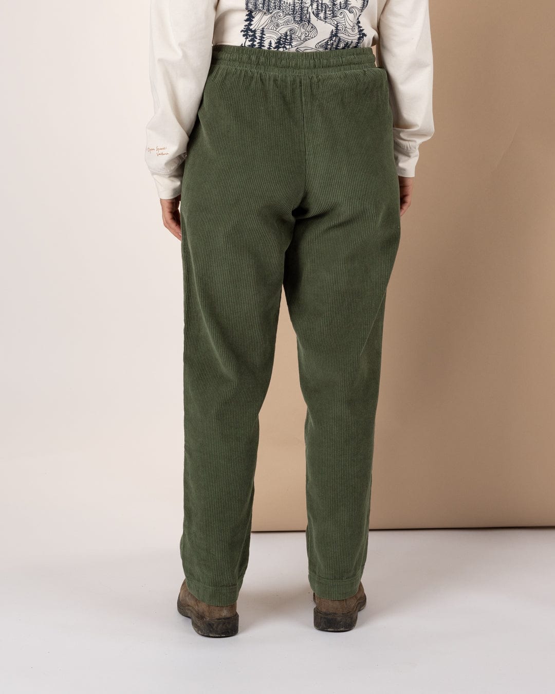 Alora - Womens Corduroy Trousers - Dark Green