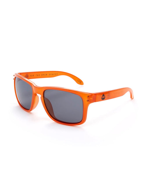 A pair of Saltrock Ranger - Recycled Polarised Sunglasses in Orange on a white background.