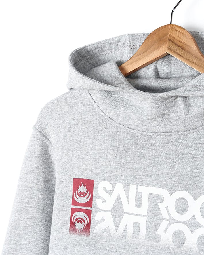 A Reflect - Mens Pop Hoodie in a grey color with Saltrock branding.