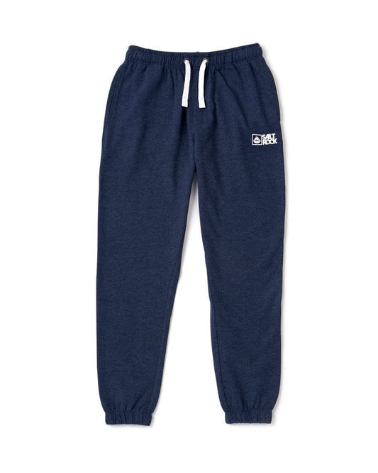 Navy blue Saltrock Original sweatpants made from soft jersey material, with a white drawstring and a small Saltrock branding logo on the left thigh.