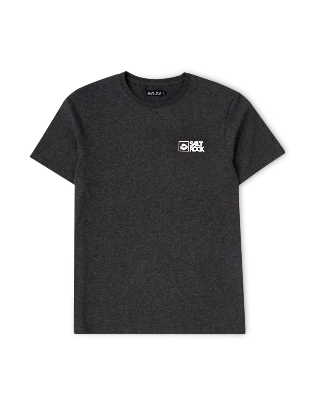 A lightweight material, plain dark gray Saltrock Original mens short sleeve t-shirt with a small Saltrock branding logo on the left chest.