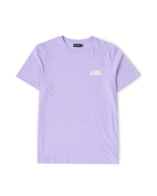 Sentence with replaced product:

Plain Saltrock Original lilac t-shirt with a small Saltrock branding on the chest displayed on a white background.